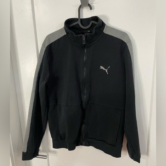 Puma Black and Grey Track Jacket Zip Up Zip Pockets Men’s Small - Picture 2 of 5